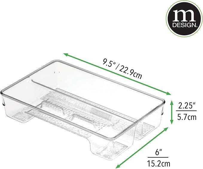 mDesign Plastic Toothbrush Holder, Storage Organizer Bin for Bathroom Vanity, Drawer, Cabinet, Closet - Holds Electric Spin Toothbrush, Toothpaste, Dental Floss Picks, Teeth Whitening Strips - Clear
