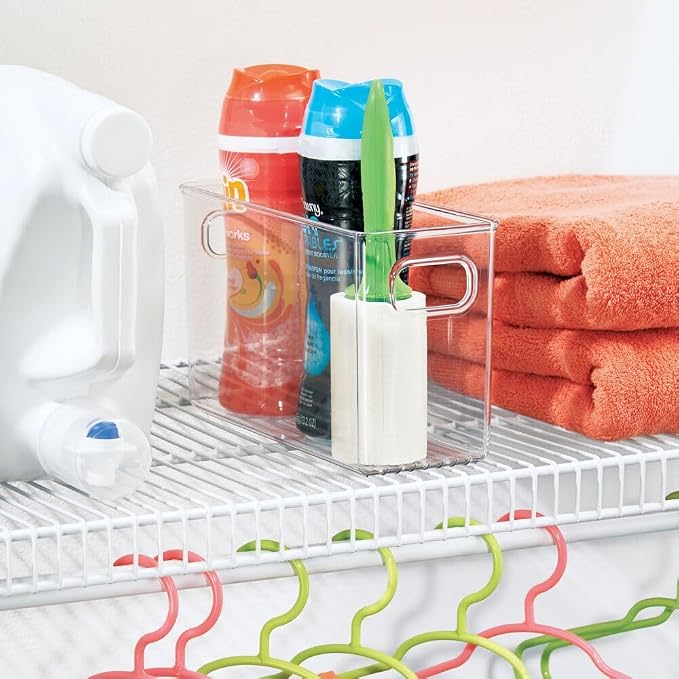 iDesign Slim Clear Plastic Storage Bin, Tall Narrow, 4-Pack | Organizer for Kitchen, Fridge, Pantry