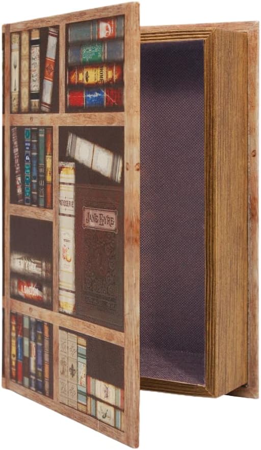 PACOLO Decorative Book Boxes, Faux Wood cover Storage for Hidden Jewelry, Money, and Cash