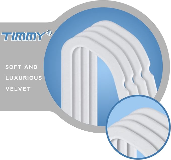 TIMMY 50 Pack Velvet Hangers, Non-Slip Ultra-Thin Space-Saving Suit & Coat Hangers with 360° Silver Swivel Hook - Hold 10 lbs, for Blazers, Dresses & Pants (White/Silver, 17.7 in) r