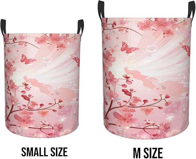 Beautiful Cherry Blossom Flowers Laundry Basket,Laundry Hamper,Collapsible Storage Bin, Oxford Fabric Clothes Baskets,Nursery Hamper For Home,Office,Dorm,Gift Basket