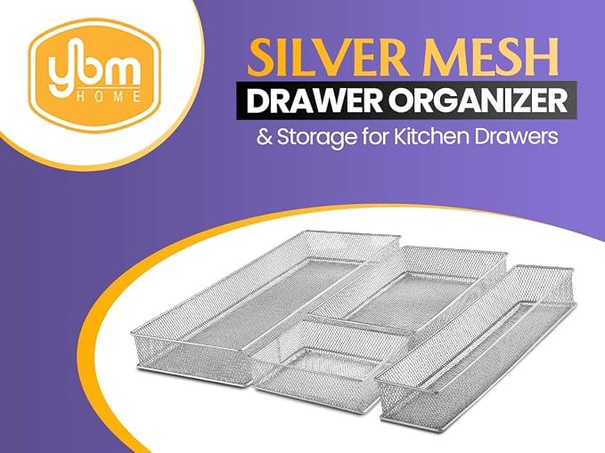 Ybm Home Silver Mesh Drawer Cabinet and or Shelf Organizer Bins, School Supply Holder Office Desktop Organizer Basket 1594s (1, 3x6x2 Inch)