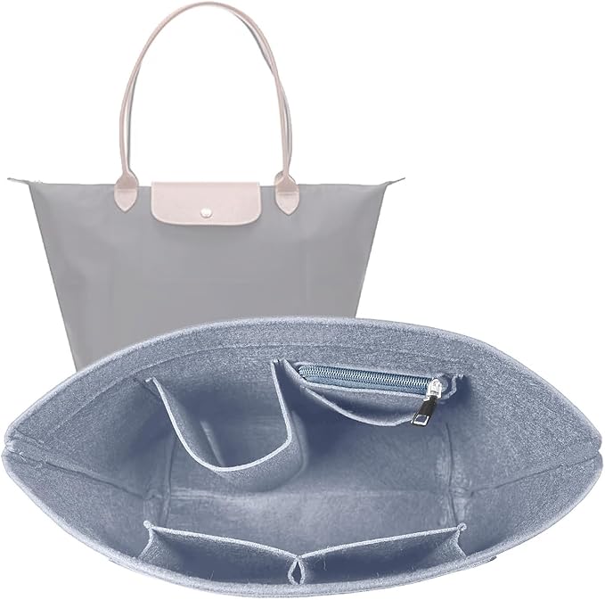 Lckaey Purse Organizer Insert for longchamp Le Pliage Neo(Large) Handbags Insert Organizer 1012French grey-L