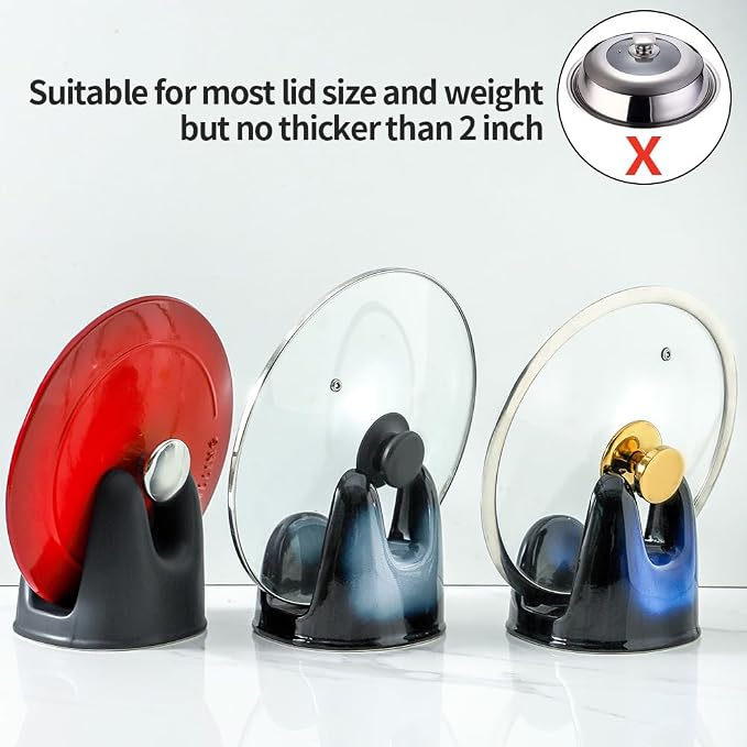 Nihow Ceramic Pot Lid Holder While Cooking for Kitchen Counter/Stove Top | Catch Water & Oil Drips,Stable & Secure,Heat Resistant,Easy to Clean & Dishwasher Safe,Space-Saving,Multi-Purpose Holder