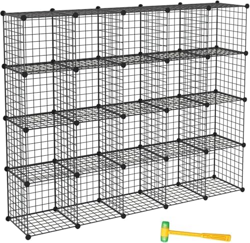 Wire Storage Cubes, Metal Storage Shelves Bookshelf, Stackable Modular Closet Organizer for Bedroom Living Room, Office,