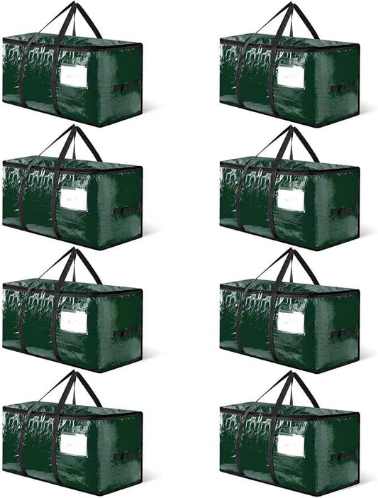 CONGREGATE 8-Pack Heavy Duty Dark Green Moving Bags with Zippers and Handles, Heavy Duty Storage Handbags for Space Saving, Made of PE, 97 Liters/25.6 Gallons (28.7 inches x 13.7 inches x 15 inches)