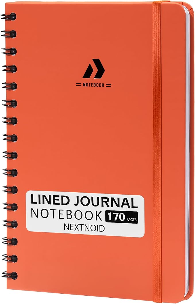 Nextnoid Lined Spiral Notebook Journal For Women & Men - A5(5.8" x 8.3") 170 Pages, Hardcover Notebooks for Work & Note Taking, College Ruled Journals for Writing - Vivid Orange