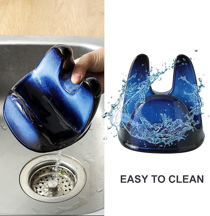 Nihow Ceramic Pot Lid Holder While Cooking for Kitchen Counter/Stove Top | Blue,Stable, Dishwasher Safe, Keep Counter Top Tidy and Clean,Water Proof,Saving Space,Heat Resistant