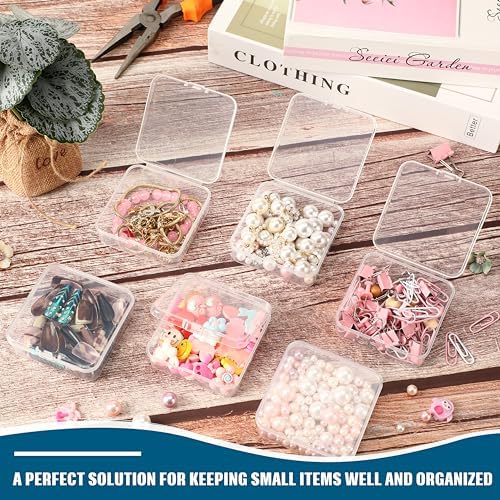 Menkxi 100 Pcs Plastic Bead Storage Containers Box 2.8 x 2.8 x 1 Inch