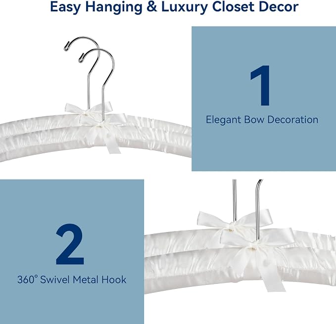 Whitmor 8PK Sat Blouse Hanger, 8 Count, Bone