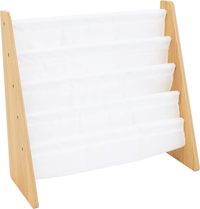 Humble Crew Kids Bookshelf, 4-Tier Front-Facing Book Display Organizer, Montessori Toddler Bookcase for Playroom, Bedroom & Reading Corner, Natural Wood/White