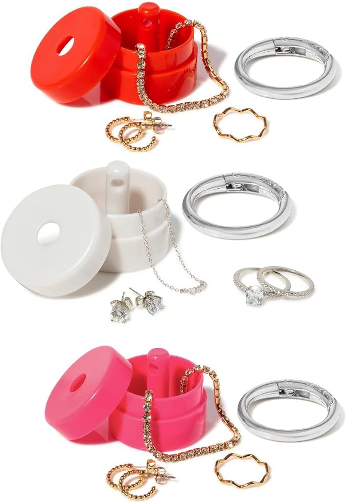 Lion Latch Travel Jewelry Box Case, Ring Holder, Small Jewelry Organizer, Portable Ring Keeper, Jewelry Storage Case - Red, White, Pink