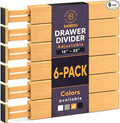 Bamboo Drawer Dividers 6 Pack - Adjustable 16-22 Inch Spring Loaded Deep Drawer Organizer Separators, 2.6 Inch High Non Slip Bamboo Dividers for Kitchen, Dresser, Clothes, Utensils, Bathroom, Office