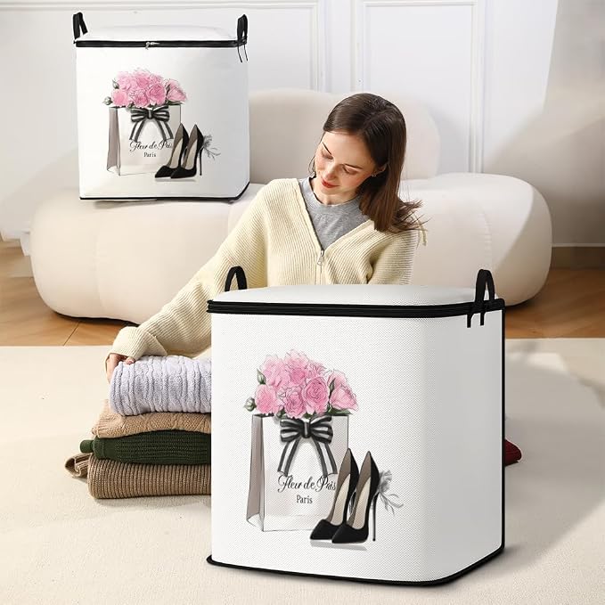 2pcs blanket storage bag for under bed,closet organizers 95L | clothing sweater sheet bedding comforter duvet quilt pillow toy storage bags with lids,dorm room essentials for containers