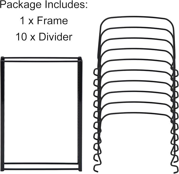 Toplife 10+ Bakeware Organizer Rack for Kitchen Bakeware, Cookware, Dinnerware, Cutting Boards, Plates, Pot and Pan Lids (Black)