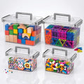 Plastic Storage Containers And Organization Bins Box Stackable with Lid and Secure Latching Buckles, Clear Clip Box For Kitchen or Pantry Storage Cabinet 4 PACK