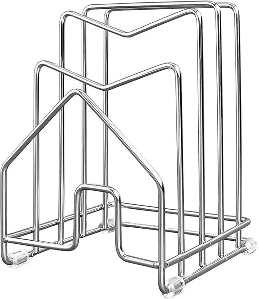 Pot Lid Organizer Cutting Board Holder Inside Cabinet 304 Stainless Steel Pots and Pan Organizer Under Cabinet Pot Cover Cookie Sheet Bakeware Serving Tray Cooling Rack Stand Kitchen Countertop