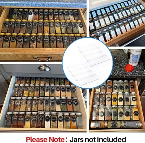 MIUKAA Clear Acrylic Spice Drawer Organizer, 4 Tier- 2 Set Expandable From 13" to 26" Drawer Seasoning Organizer, Kitche