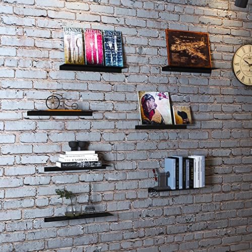 Modern Floating Shelf Wall Mounted Heavy Duty for Living Room Bedroom Bathroom, 16 Inch, Black, 2 Pack