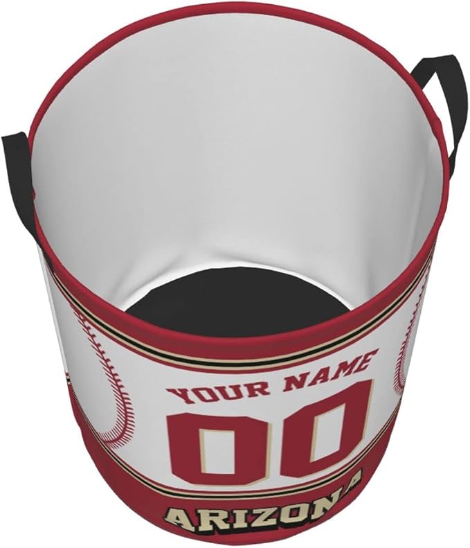 Custom Arizona Laundry Hamper Personalized Laundry Basket Customized Name And Number Collapsible Storage Basket for Bedroom Bathroom Living Room Baseball Fan Gifts