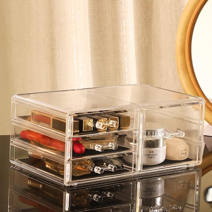 Cq acrylic Makeup Organizer With 9 Drawers,Large Capacity Countertop Organizer for Vanity,Bathroom and Bedroom Desk Cosmetics Organizer for Skin Care,Brushes, Eyeshadow, Lotions, Lipstick, Nail Polish