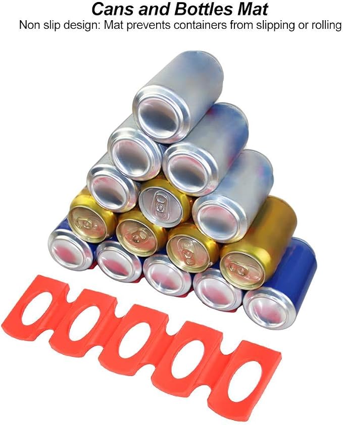 Fdit Bottle Stacking Mat, Foldable Silicone Bottle and Can , Can Holder Rack Space Saver Organizer for Refrigerator, Pantry, Countertop, Cabinet