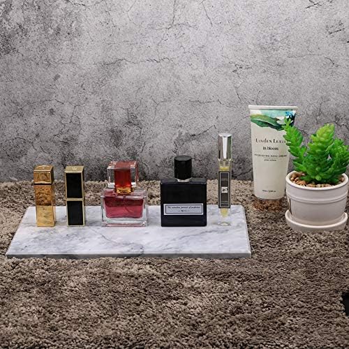 Rectangular Marble Vanity Tray for Counter, Bathroom, Dresser, Nightstand or Desk, 11-5/8" x 6-1/4"