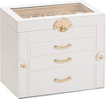 Enthralite Jewelry Box with 3 Drawers : Jewelry Display Organizer for Earrings Necklaces - Gift for Girls Women | White