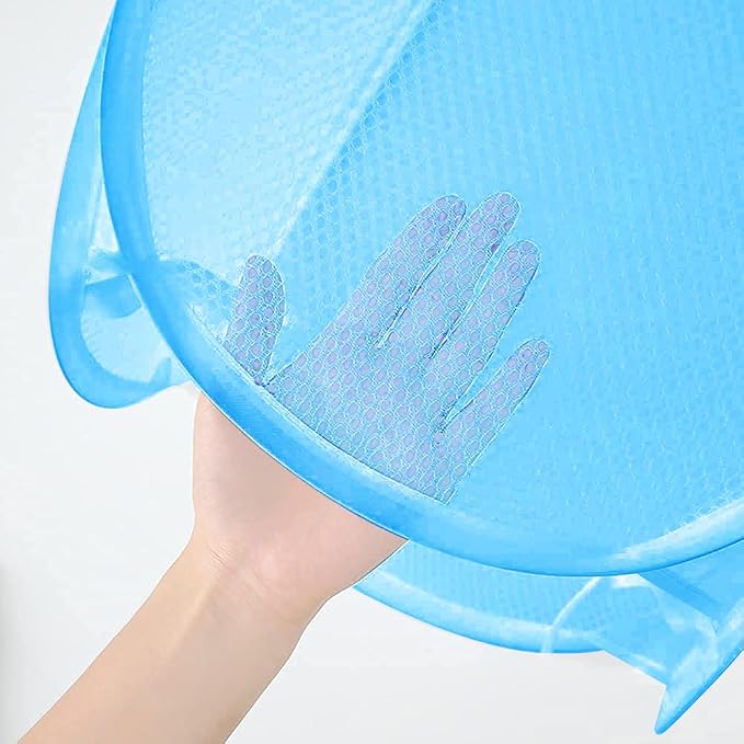 Mesh Laundry Hamper, Pop Up Laundry Basket Portable Collapsible Clothes Storage Bin for Bedroom, College Dormitory, Apartment, Foldable Clothes Hamper, Sky Blue