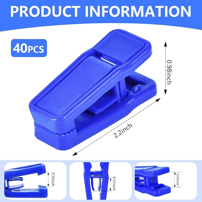 KISEER 40 Pcs Plastic Baby Hanger Clips Slim-line Finger Clips Set for Clothes Hanger Velvet Hanger (Blue)