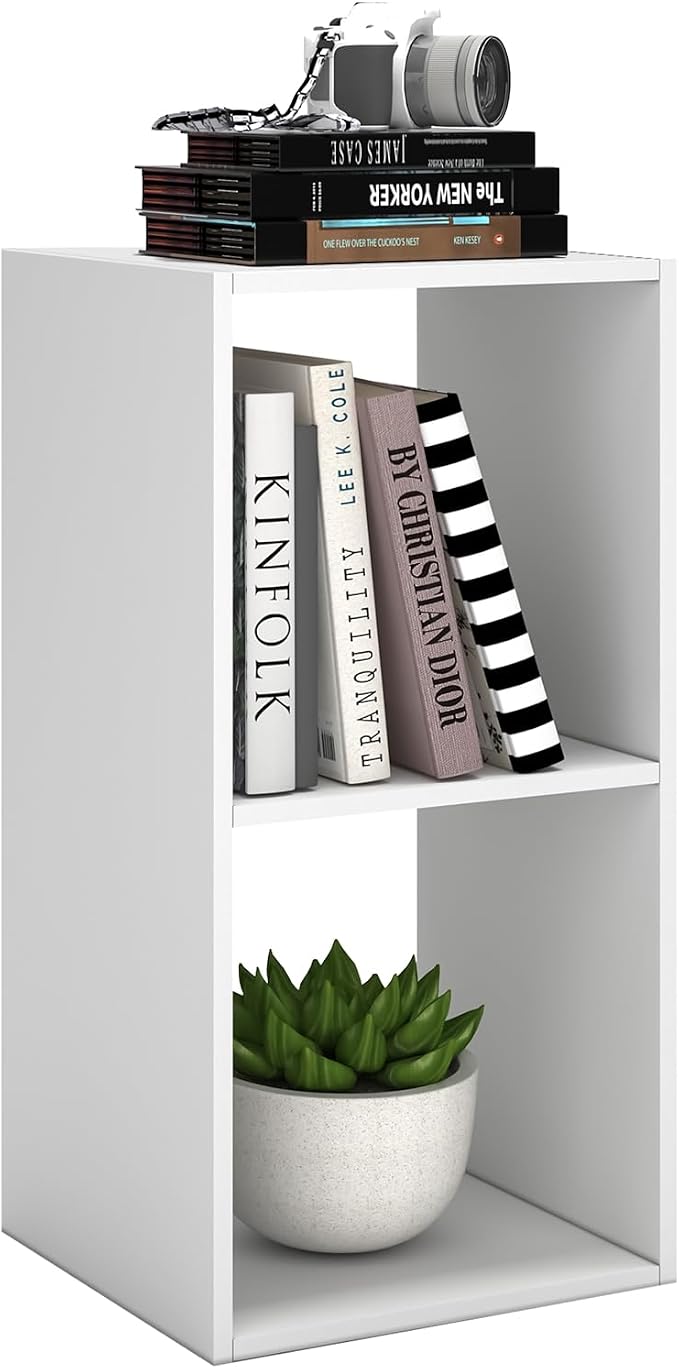 2 Cube Shelf Bookcase, White, 11in | 2026, Anti-Tipping Kits, Reversible Open Back, Multi Layer Multi Grid Partition Layout