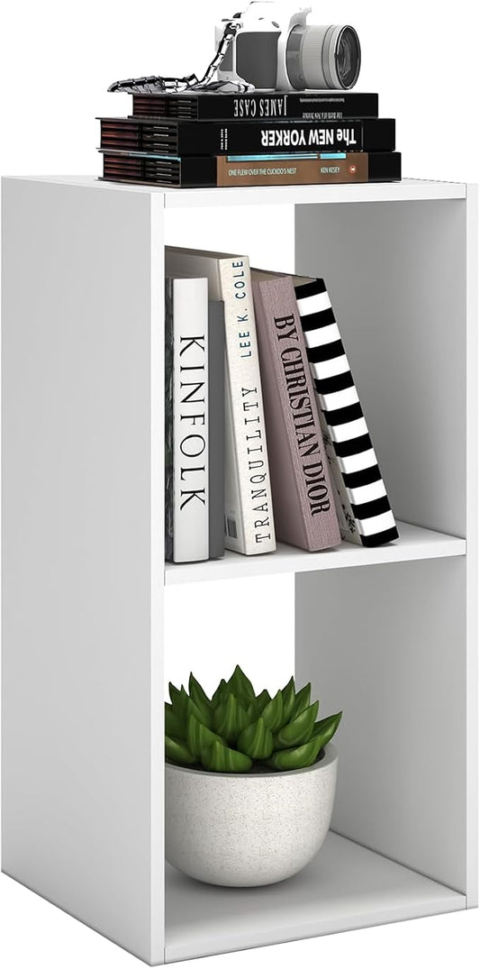 2 Cube Shelf Bookcase, White, 11in | 2026, Anti-Tipping Kits, Reversible Open Back, Multi Layer Multi Grid Partition Layout