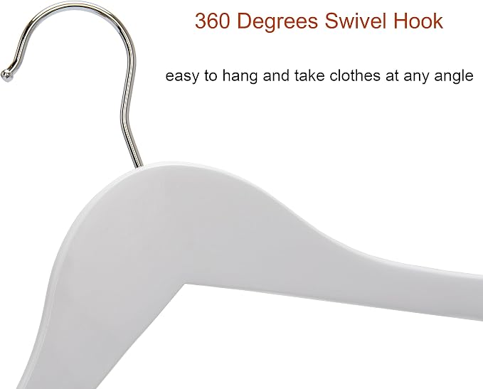 White Wood Bridal Dress Hangers 20 Pack, Heavy Duty Solid Wooden Hanger for Coat, Shirts, Jackets, Pants, Wedding Dress, Bridesmaid Suits-HL01W2