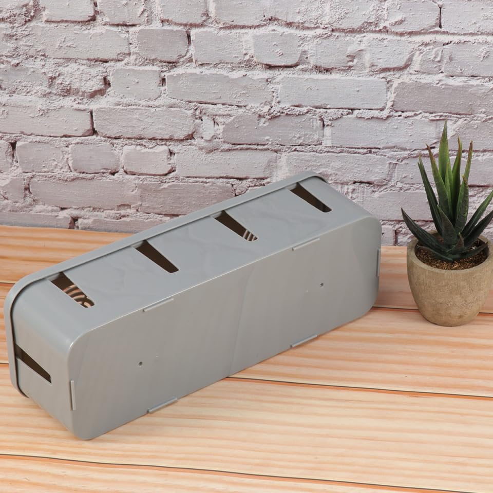 Cabilock Grey Cord Box Plug Socket Safety Box Cable Organizer for Power Strip Storage Wire Management Cover for Home Des