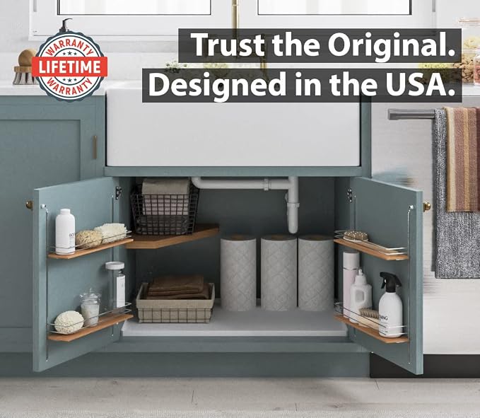 BASIN - Heavy Duty Under Sink Mat - The Original Silicone Under Sink Mats for Kitchen Waterproof - Cabinet Liner - Organizers and Storage - Under Sink Cover Kitchen Cabinet Liner White 22x22