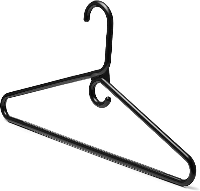 DEILSY™ Heavy Duty Plastic Hangers 50 Pack - Extra Heavy Duty Hangers for Clothes, Thick Black Plastic Hangers, Strong Clothes Hangers with Hook for Scarves & Belts