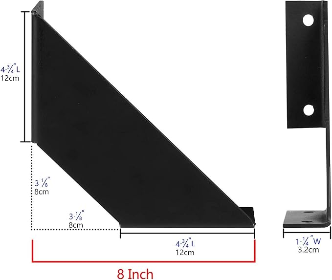 FOYO 4 Heavy Duty Angle Shelf Brackets Floating Shelves Support Brackets, 8-Inch