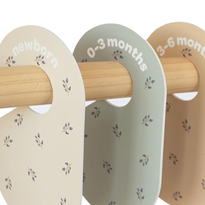 3 Sprouts Baby Closet Dividers, Newborn to 2T, Blueberry, 8 Piece Set | Newborn to 2T sizing, 8-piece set, Double-sided size labels, Age labels, Nursery closet storage, Baby clothes organizer