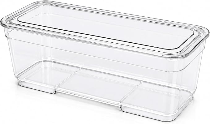 Best Kept 6 Bin Pack, Long Home Organizer Storage Boxes with Lids, Translucent Clear