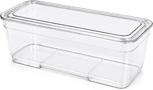 Best Kept 6 Bin Pack, Long Home Organizer Storage Boxes with Lids, Translucent Clear