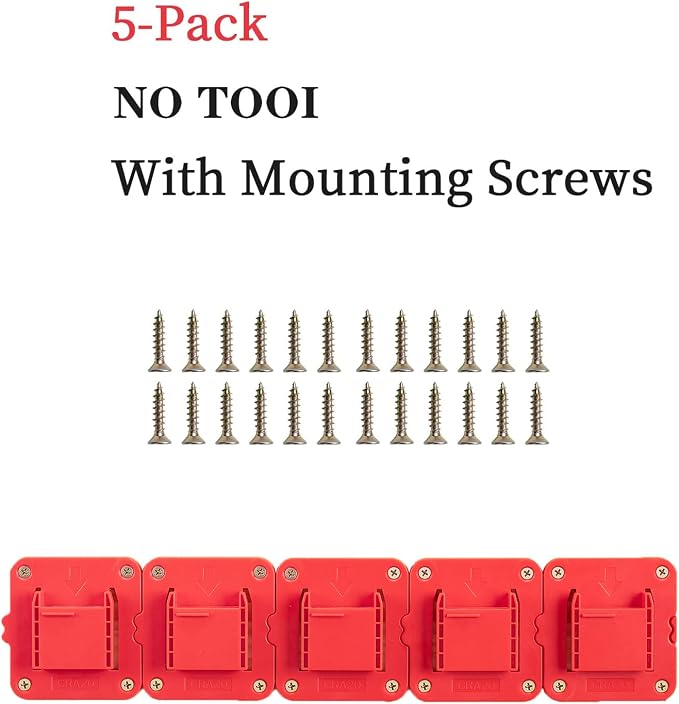 Tool Holder Compatible for Craftsman 20V Drill, Wall Mount Tool Hanger for Power Tool Storage Organizer, for Workshop, Garage, Work Van, Under Shelf, Tool Box-5 Pack