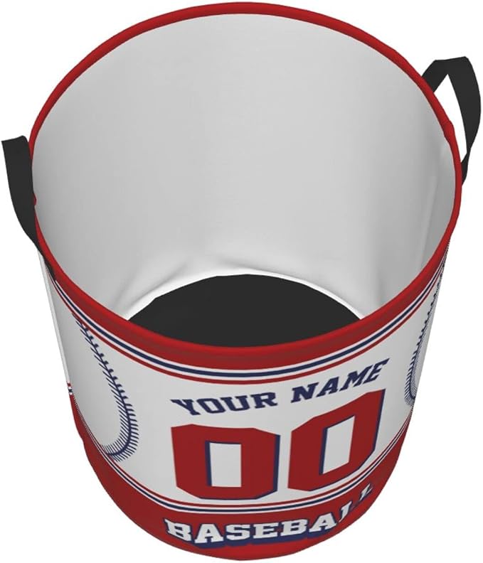 Custom Baseball Laundry Hamper Personalized Laundry Basket Customized Name And Number Collapsible Storage Basket for Bedroom Bathroom Living Room Baseball Fan Gifts
