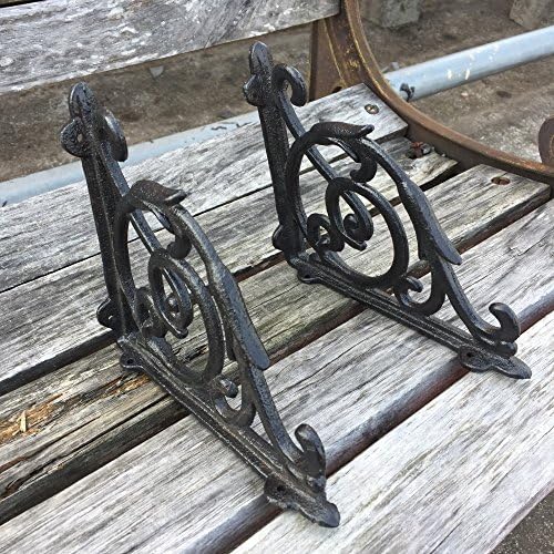4 Pack Heavy Duty Wall Shelf Bracket, Antique Style Cast Iron Brackets, Garden Braces Rustic Shelf Bracket Black, Hardwa