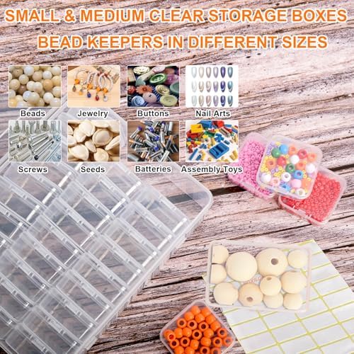 46Pcs Bead Organizer Set, Premium Small and Medium Clear Plastic Storage Boxes for Jewelry Making Crafts Screws Seeds DI