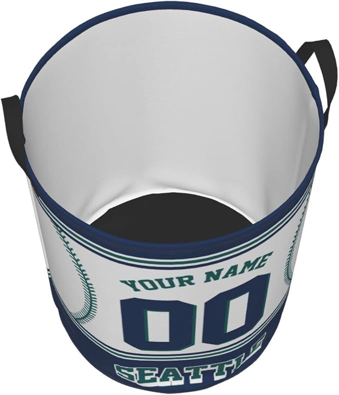 Custom Seattle Laundry Hamper Personalized Laundry Basket Customized Name And Number Collapsible Storage Basket for Bedroom Bathroom Living Room Baseball Fan Gifts