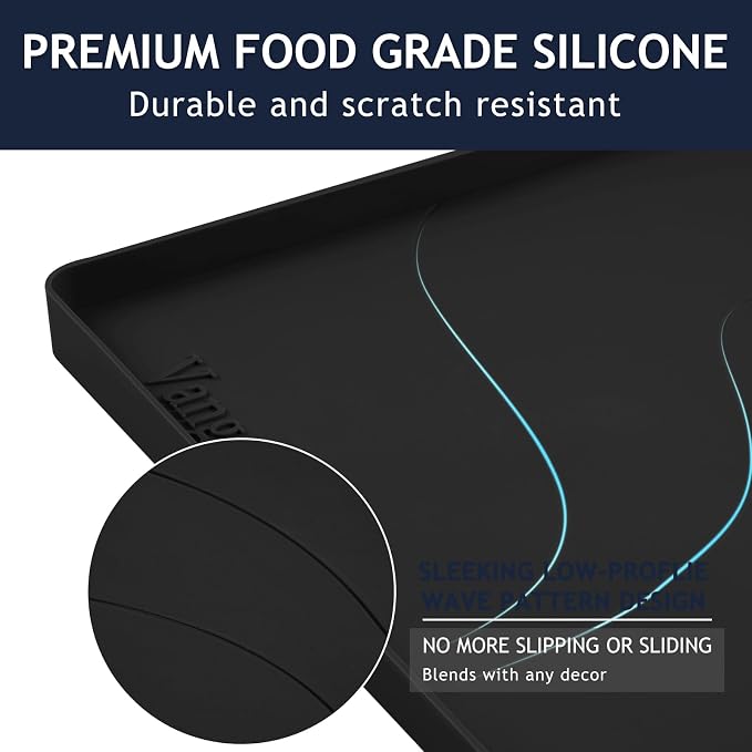 Heavy Duty Silicone Under Sink Mats for Kitchen Waterproof 31" x 22", Extra Thick Under Sink Rubber Mat Drip Tray, Raised Edge Under Sink Liner,Prevent Drips, Leaks, Spills,Black