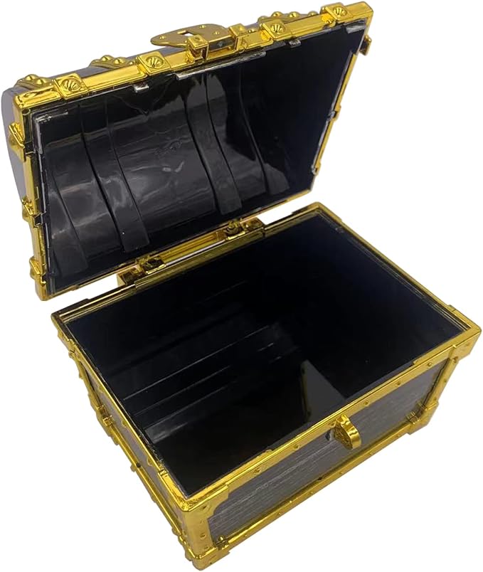 Kids Pirate Treasure Chest Storage Box,Golden Border Decorative Pirate Chest with Lock and Key for Kids Birthday,Halloween, Christmas Pirate Party Favors