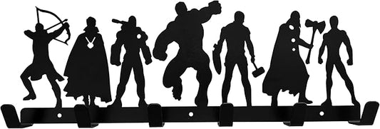 Superhero Coat Hook Wall Mounted 6 Hooks, Entryway Organizer, Modern Coat Hooks for Wall Mounting, Towel & Robe Rack with Superhero Theme- Heavy Duty, Decorative Hooks for Home, Bathroom
