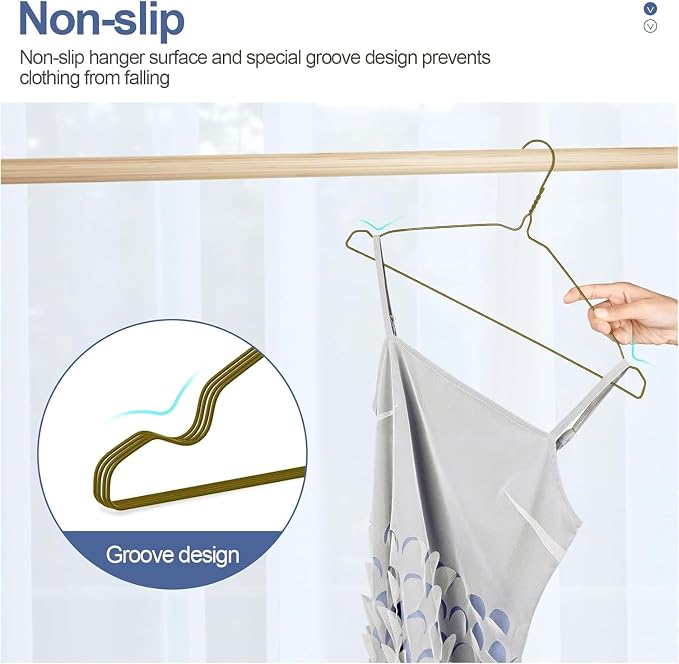 SPECILITE Wire Hangers 50 Pack, Metal Wire Clothes Hanger Bulk for Coats, Space Saving Metal Hangers Non Slip 16.7 Inch Ultra Thin, for Standard Size Suits, Shirts, Pants, Skirts-Bronze