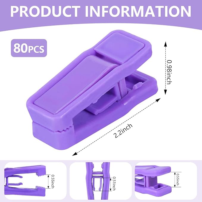 KISEER 80 Pcs Plastic Baby Hanger Clips Slim-line Finger Clips Set for Clothes Hanger Velvet Hanger (Purple)